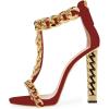 imageFSJ Women Sexy TStrap Gold Metal Chain Chunky High Heel Sandal Open Toe Ankle Strap Pump Back Zipper Bridal Wedding Party Shoes Size 415 USDarkredchain