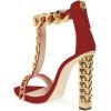 imageFSJ Women Sexy TStrap Gold Metal Chain Chunky High Heel Sandal Open Toe Ankle Strap Pump Back Zipper Bridal Wedding Party Shoes Size 415 USDarkredchain