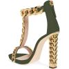 imageFSJ Women Sexy TStrap Gold Metal Chain Chunky High Heel Sandal Open Toe Ankle Strap Pump Back Zipper Bridal Wedding Party Shoes Size 415 USGreenchain
