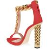 imageFSJ Women Sexy TStrap Gold Metal Chain Chunky High Heel Sandal Open Toe Ankle Strap Pump Back Zipper Bridal Wedding Party Shoes Size 415 USRed