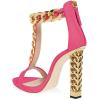 imageFSJ Women Sexy TStrap Gold Metal Chain Chunky High Heel Sandal Open Toe Ankle Strap Pump Back Zipper Bridal Wedding Party Shoes Size 415 USRose