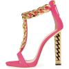 imageFSJ Women Sexy TStrap Gold Metal Chain Chunky High Heel Sandal Open Toe Ankle Strap Pump Back Zipper Bridal Wedding Party Shoes Size 415 USRose