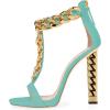 imageFSJ Women Sexy TStrap Gold Metal Chain Chunky High Heel Sandal Open Toe Ankle Strap Pump Back Zipper Bridal Wedding Party Shoes Size 415 USTurquoise