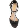 imageFSJ Women Wedding T Strap Open Toe Sandals Rhinestones Crystal Studded Chunky High Heel Buckled Shoes Size 415 USBlack