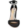 imageFSJ Women Wedding T Strap Open Toe Sandals Rhinestones Crystal Studded Chunky High Heel Buckled Shoes Size 415 USBlack