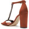 imageFSJ Women Wedding T Strap Open Toe Sandals Rhinestones Crystal Studded Chunky High Heel Buckled Shoes Size 415 USBrown