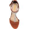 imageFSJ Women Wedding T Strap Open Toe Sandals Rhinestones Crystal Studded Chunky High Heel Buckled Shoes Size 415 USBrown