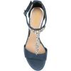 imageFSJ Women Wedding T Strap Open Toe Sandals Rhinestones Crystal Studded Chunky High Heel Buckled Shoes Size 415 USDark Blue