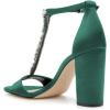 imageFSJ Women Wedding T Strap Open Toe Sandals Rhinestones Crystal Studded Chunky High Heel Buckled Shoes Size 415 USDark Green
