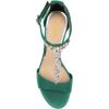 imageFSJ Women Wedding T Strap Open Toe Sandals Rhinestones Crystal Studded Chunky High Heel Buckled Shoes Size 415 USDark Green