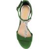 imageFSJ Women Wedding T Strap Open Toe Sandals Rhinestones Crystal Studded Chunky High Heel Buckled Shoes Size 415 USGreen