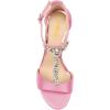 imageFSJ Women Wedding T Strap Open Toe Sandals Rhinestones Crystal Studded Chunky High Heel Buckled Shoes Size 415 USHot Pink