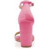 imageFSJ Women Wedding T Strap Open Toe Sandals Rhinestones Crystal Studded Chunky High Heel Buckled Shoes Size 415 USHot Pink
