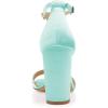 imageFSJ Women Wedding T Strap Open Toe Sandals Rhinestones Crystal Studded Chunky High Heel Buckled Shoes Size 415 USLight Cyan