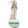 imageFSJ Women Wedding T Strap Open Toe Sandals Rhinestones Crystal Studded Chunky High Heel Buckled Shoes Size 415 USLight Cyan