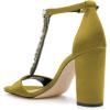 imageFSJ Women Wedding T Strap Open Toe Sandals Rhinestones Crystal Studded Chunky High Heel Buckled Shoes Size 415 USOlive