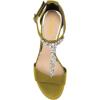 imageFSJ Women Wedding T Strap Open Toe Sandals Rhinestones Crystal Studded Chunky High Heel Buckled Shoes Size 415 USOlive
