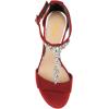 imageFSJ Women Wedding T Strap Open Toe Sandals Rhinestones Crystal Studded Chunky High Heel Buckled Shoes Size 415 USRed