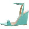 imageWomen Hot Summer Open Toe Sandals Ankle Strap Wedge High Heeled Casual Patent Leather Shoes Size 415 USTurquoise