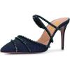 imageFSJ Women Elegant Rhinestone Sandals Mules Glitter Slip On Pointed Closed Toe Slide Slipper Stiletto High Heel Studded Strappy Pumps Backless Party Wedding Dress Shoes Size 415 USBlack