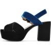 imageFSJ Women Peep Toe Chunky High Heels Platform Sandals Ankle Strap Velvet ampamp Suede Summer Dress Wedding Prom Shoes Size 415 USBlack