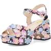 imageFSJ Women Peep Toe Chunky High Heels Platform Sandals Ankle Strap Velvet ampamp Suede Summer Dress Wedding Prom Shoes Size 415 USFlower