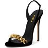 imageFSJ Women Sexy High Heel Stiletto Sandal Back Strap Slingback Open Toe Evening Party Dance Graceful Shoes Size 415 USBlack Chain