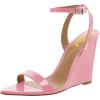 imageWomen Hot Summer Open Toe Sandals Ankle Strap Wedge High Heeled Casual Patent Leather Shoes Size 415 USPink