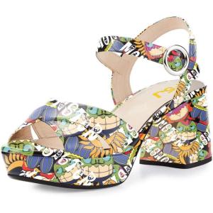 imageFSJ Women Peep Toe Chunky High Heels Platform Sandals Ankle Strap Velvet ampamp Suede Summer Dress Wedding Prom Shoes Size 415 USCartoon