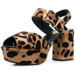 imageFSJ Women Peep Toe Chunky High Heels Platform Sandals Ankle Strap Velvet ampamp Suede Summer Dress Wedding Prom Shoes Size 415 USLeopard Print