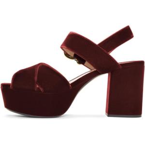 imageFSJ Women Peep Toe Chunky High Heels Platform Sandals Ankle Strap Velvet ampamp Suede Summer Dress Wedding Prom Shoes Size 415 USRed Velvet