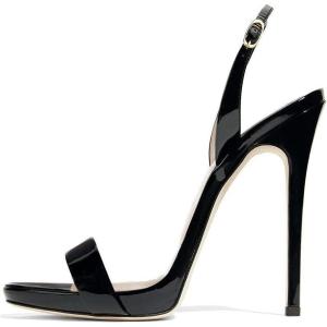 imageFSJ Women Sexy High Heel Stiletto Sandal Back Strap Slingback Open Toe Evening Party Dance Graceful Shoes Size 415 USBlack
