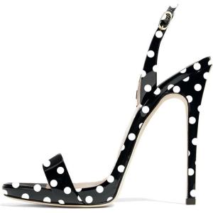 imageFSJ Women Sexy High Heel Stiletto Sandal Back Strap Slingback Open Toe Evening Party Dance Graceful Shoes Size 415 USBlack Dots