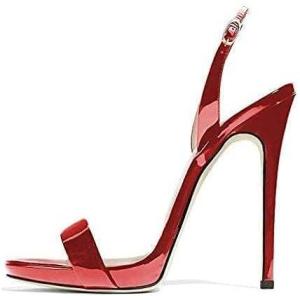 imageFSJ Women Sexy High Heel Stiletto Sandal Back Strap Slingback Open Toe Evening Party Dance Graceful Shoes Size 415 USRed