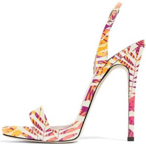 imageFSJ Women Sexy High Heel Stiletto Sandal Back Strap Slingback Open Toe Evening Party Dance Graceful Shoes Size 415 USRed Floral