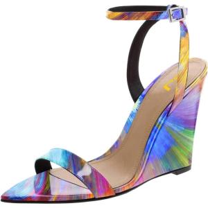 imageWomen Hot Summer Open Toe Sandals Ankle Strap Wedge High Heeled Casual Patent Leather Shoes Size 415 USDazzle