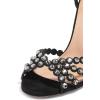 imageFSJ Women Fashion Open Almond Toe Ankle Strap Sandals Chunky High Heel Crystal Rhinestone Pumps Wedding Party Evening ShoesBlack