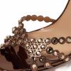 imageFSJ Women Fashion Open Almond Toe Ankle Strap Sandals Chunky High Heel Crystal Rhinestone Pumps Wedding Party Evening ShoesBrown