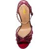 imageFSJ Women Fashion Open Almond Toe Ankle Strap Sandals Chunky High Heel Crystal Rhinestone Pumps Wedding Party Evening ShoesBurgundy
