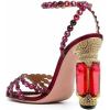imageFSJ Women Fashion Open Almond Toe Ankle Strap Sandals Chunky High Heel Crystal Rhinestone Pumps Wedding Party Evening ShoesBurgundy