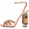 imageFSJ Women Fashion Open Almond Toe Ankle Strap Sandals Chunky High Heel Crystal Rhinestone Pumps Wedding Party Evening ShoesChampaign Gold