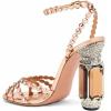 imageFSJ Women Fashion Open Almond Toe Ankle Strap Sandals Chunky High Heel Crystal Rhinestone Pumps Wedding Party Evening ShoesChampaign Gold