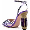 imageFSJ Women Fashion Open Almond Toe Ankle Strap Sandals Chunky High Heel Crystal Rhinestone Pumps Wedding Party Evening ShoesDeep Purple