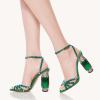 imageFSJ Women Fashion Open Almond Toe Ankle Strap Sandals Chunky High Heel Crystal Rhinestone Pumps Wedding Party Evening ShoesGreen