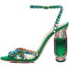 imageFSJ Women Fashion Open Almond Toe Ankle Strap Sandals Chunky High Heel Crystal Rhinestone Pumps Wedding Party Evening ShoesGreen
