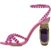 imageFSJ Women Fashion Open Almond Toe Ankle Strap Sandals Chunky High Heel Crystal Rhinestone Pumps Wedding Party Evening ShoesLight Violet