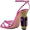 imageFSJ Women Fashion Open Almond Toe Ankle Strap Sandals Chunky High Heel Crystal Rhinestone Pumps Wedding Party Evening ShoesLight Violet