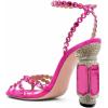 imageFSJ Women Fashion Open Almond Toe Ankle Strap Sandals Chunky High Heel Crystal Rhinestone Pumps Wedding Party Evening ShoesPink
