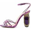 imageFSJ Women Fashion Open Almond Toe Ankle Strap Sandals Chunky High Heel Crystal Rhinestone Pumps Wedding Party Evening ShoesPurple