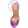 imageFSJ Women Fashion Open Almond Toe Ankle Strap Sandals Chunky High Heel Crystal Rhinestone Pumps Wedding Party Evening ShoesPurple